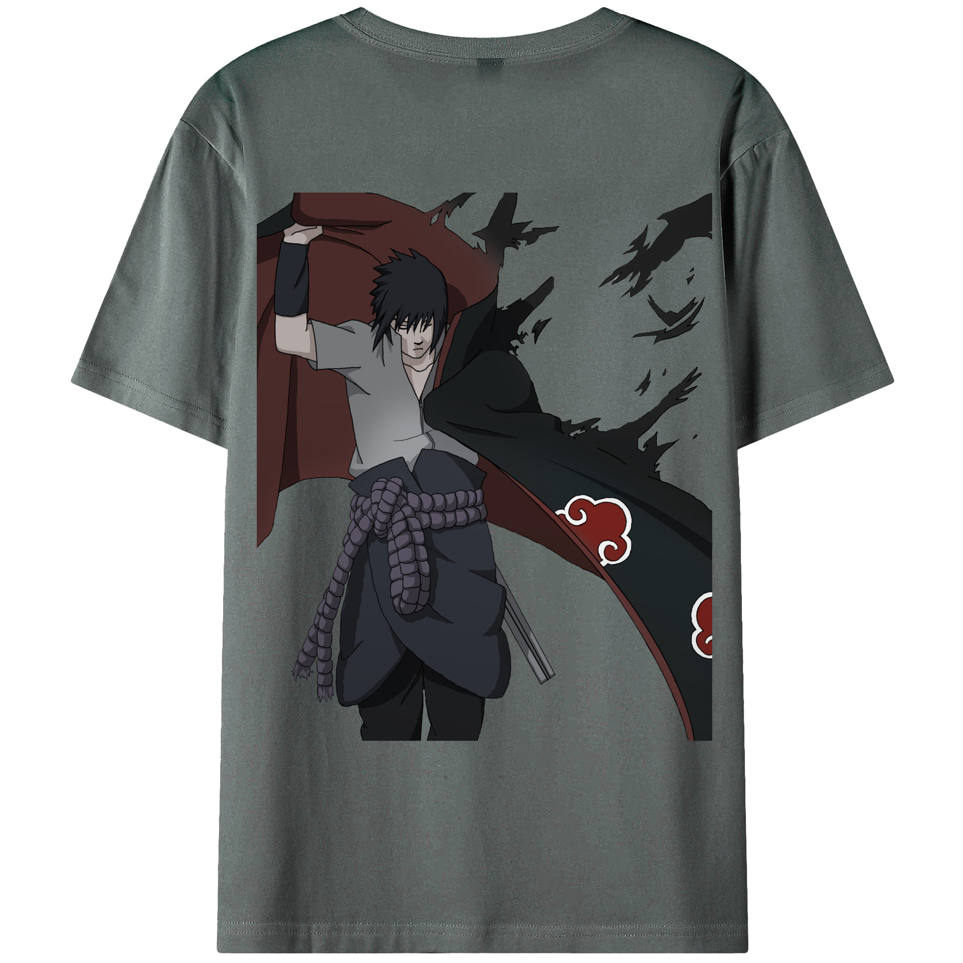 （画像用） NARUTO -ナルト- うちは サスケ Uchiha Sasuke 綿100％ メンズ半袖Tシャツ（バックプリント） 通気性